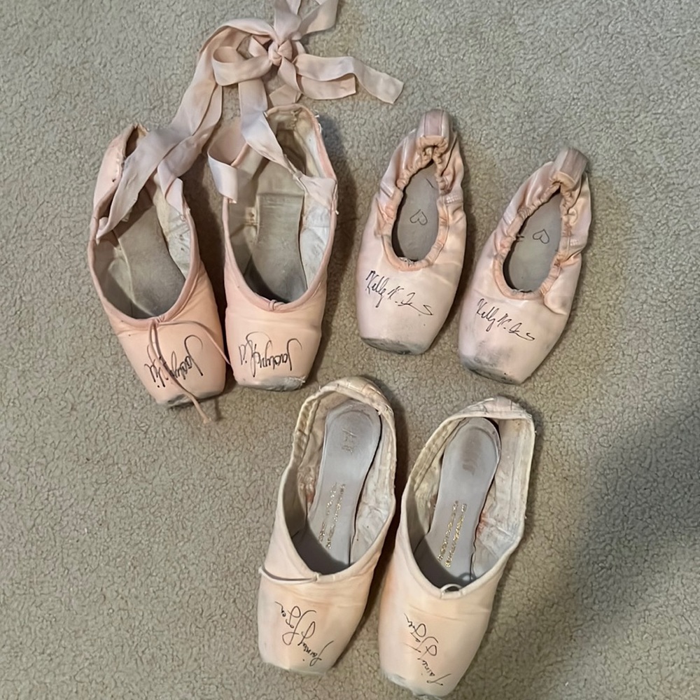 Lot of autographed pointe shoes